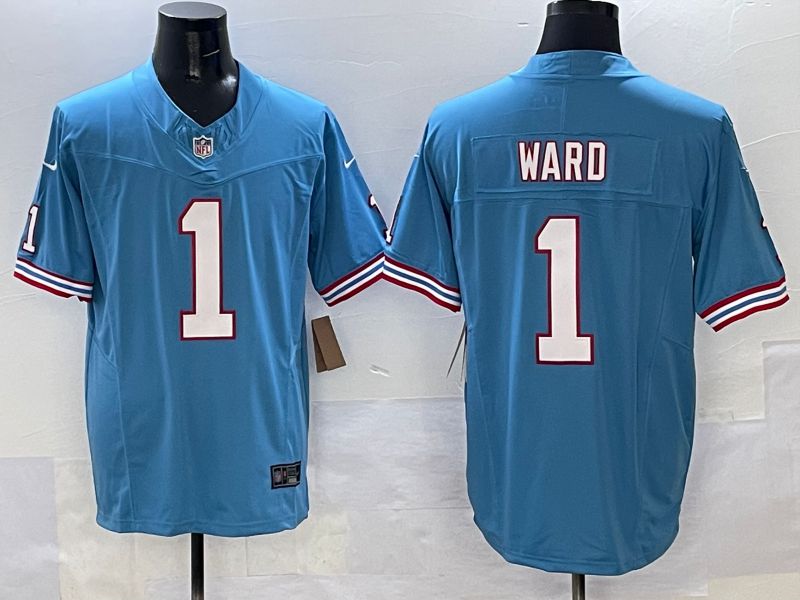 Men Tennessee Titans #1 Ward Light Blue Throwback Three generations 2025 Nike Limited NFL Jersey style 1->tennessee titans->NFL Jersey
